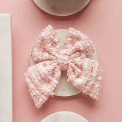 Cocopup Sailor Bow Ties-Pink Textured Tweed Sailor Bow Tie