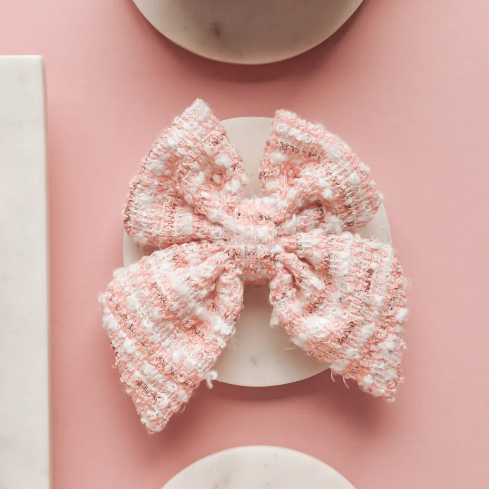 Cocopup Sailor Bow Ties-Pink Textured Tweed Sailor Bow Tie
