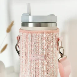 Cocopup Tumbler Carry Cases-Pink Textured Tweed Tumbler Carry Case by Coconut Lane