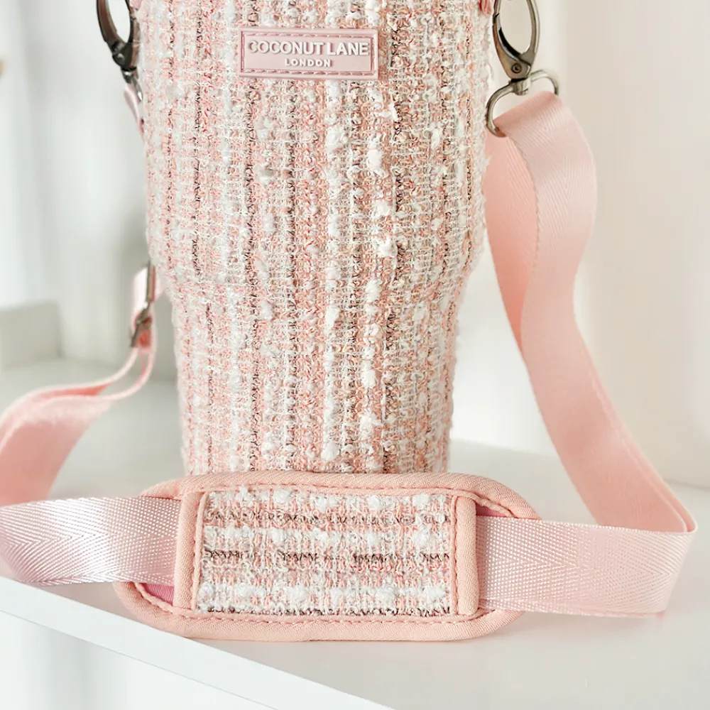 Cocopup Tumbler Carry Cases-Pink Textured Tweed Tumbler Carry Case by Coconut Lane