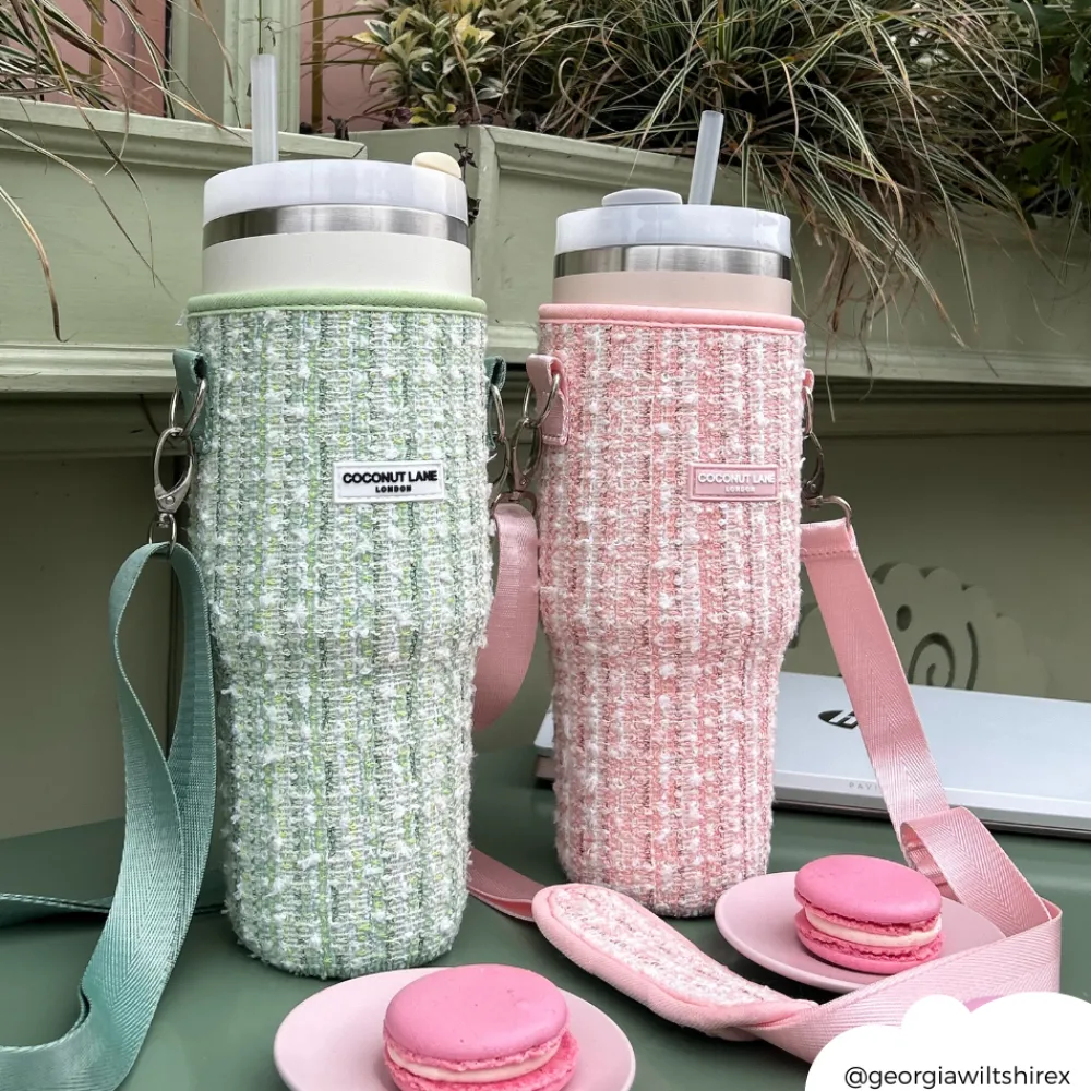 Cocopup Tumbler Carry Cases-Pink Textured Tweed Tumbler Carry Case by Coconut Lane