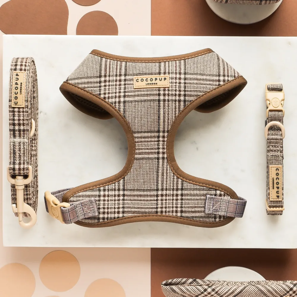 Cocopup Adjustable Harness Bundles-Pup Plaid Adjustable Neck Harness, Lead & Collar Bundle