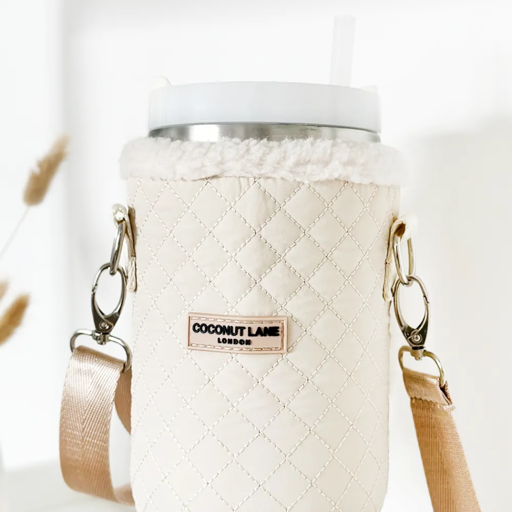 Cocopup Tumbler Carry Cases-Quilted Cream Tumbler Carry Case by Coconut Lane
