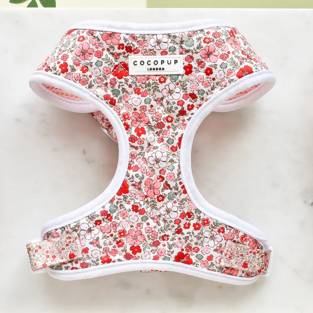 Cocopup Adjustable Neck Harnesses-Quilted Cute Flowers Adjustable Neck HARNESS