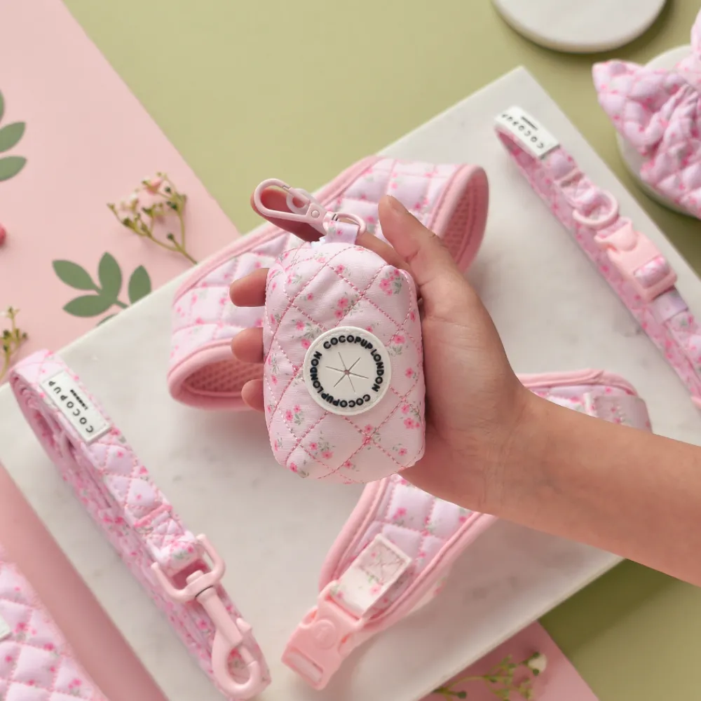 Cocopup Poop Bag Holders | Poop Bag Holders-Quilted Ditsy Floral Pink Poop Bag Holder