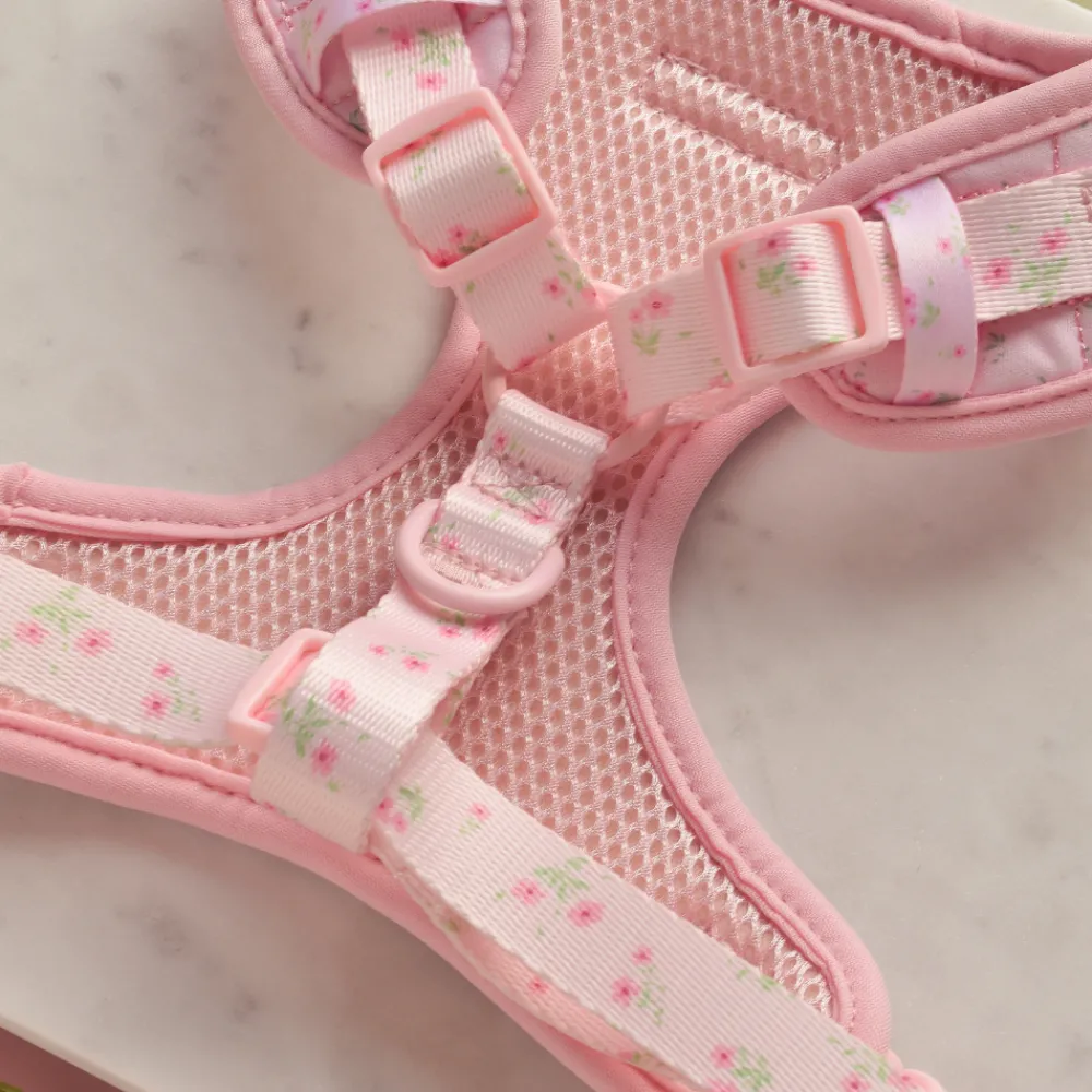 Cocopup Adjustable Neck Harnesses-Quilted Ditsy Floral Pink Adjustable Neck HARNESS