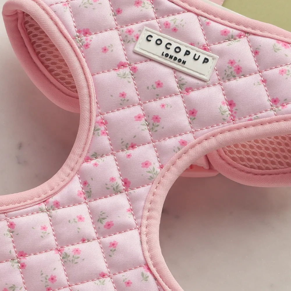 Cocopup Adjustable Neck Harnesses-Quilted Ditsy Floral Pink Adjustable Neck HARNESS
