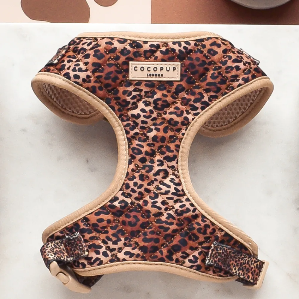 Cocopup Adjustable Neck Harnesses-Quilted Leopard Pup Adjustable Neck HARNESS