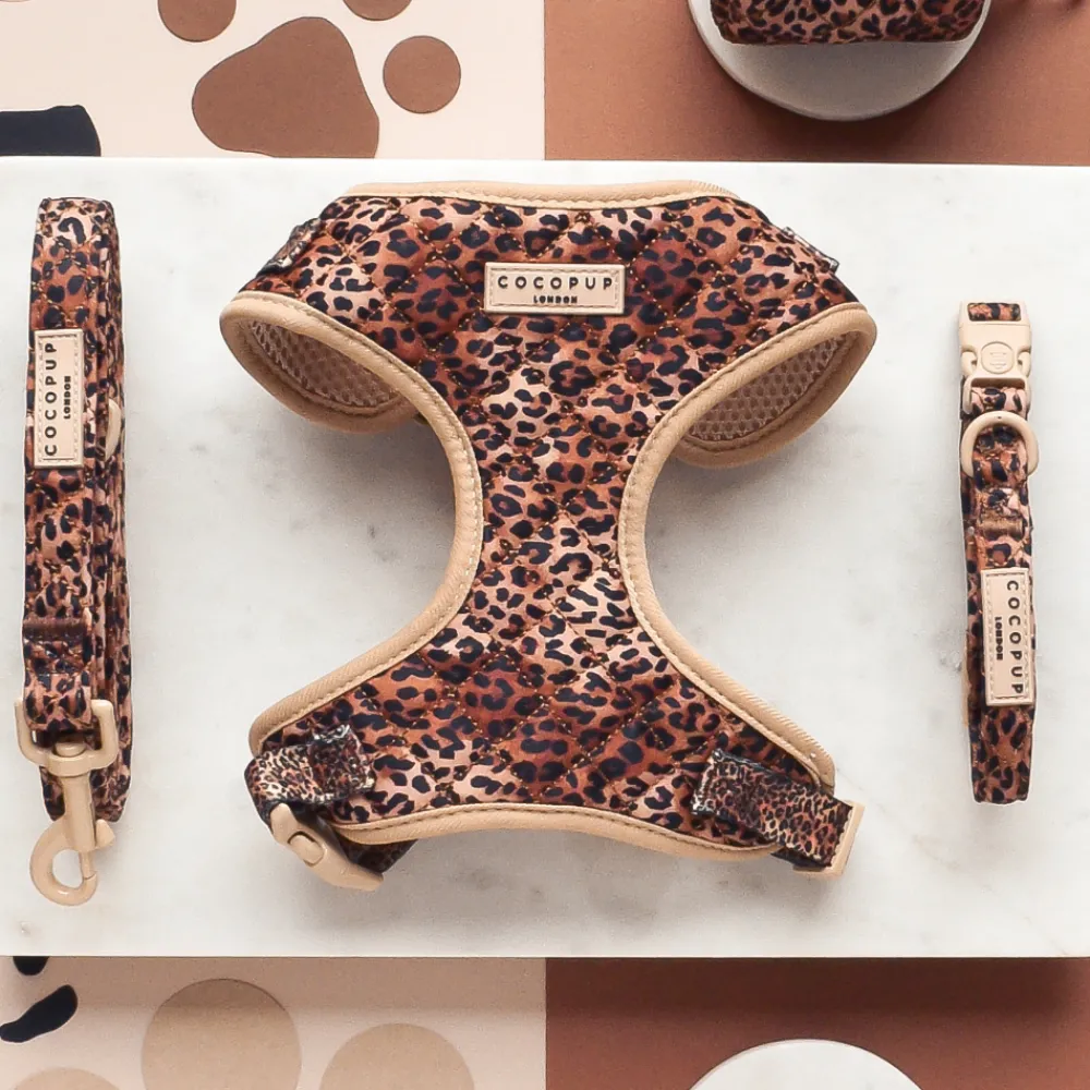 Cocopup Adjustable Neck Harnesses-Quilted Leopard Pup Adjustable Neck HARNESS