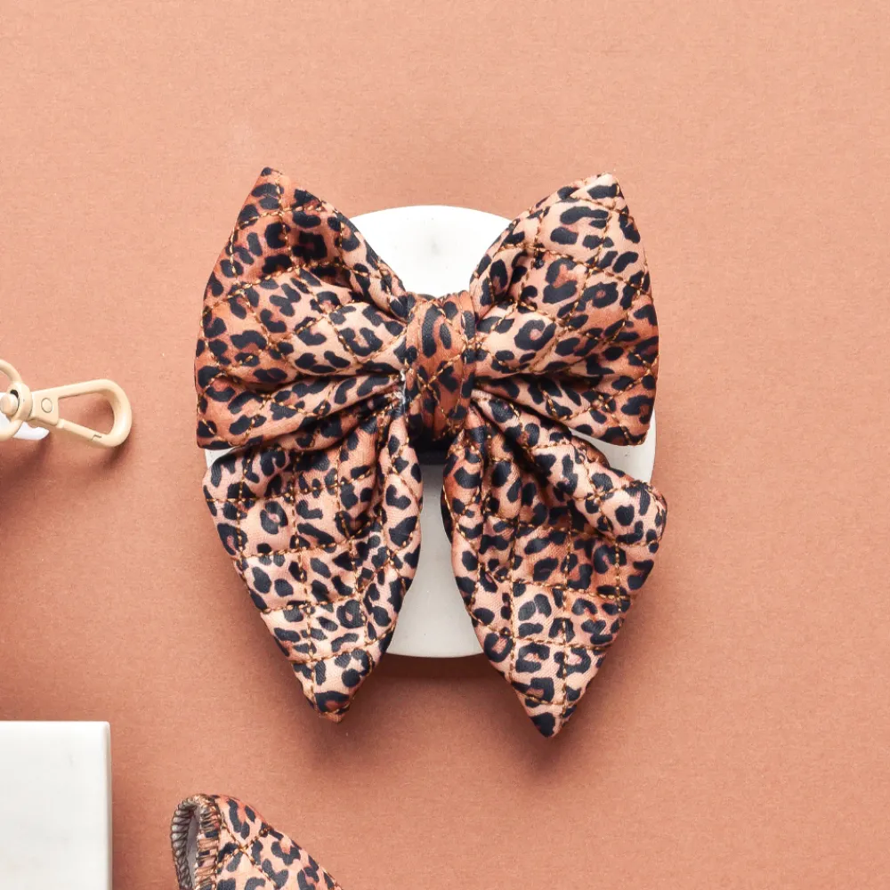 Cocopup Sailor Bow Ties-Quilted Leopard Pup Sailor Bow Tie
