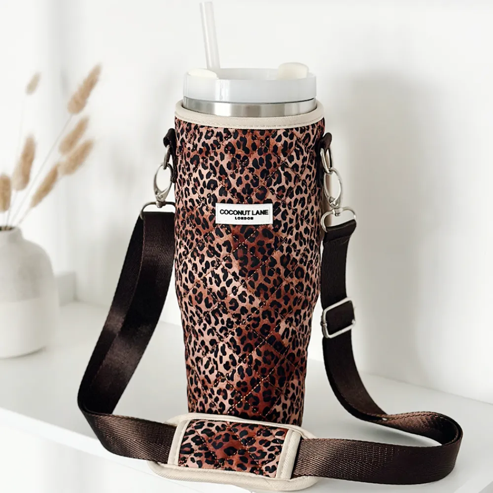 Cocopup Tumbler Carry Cases-Quilted Leopard Pup Tumbler Carry Case by Coconut Lane