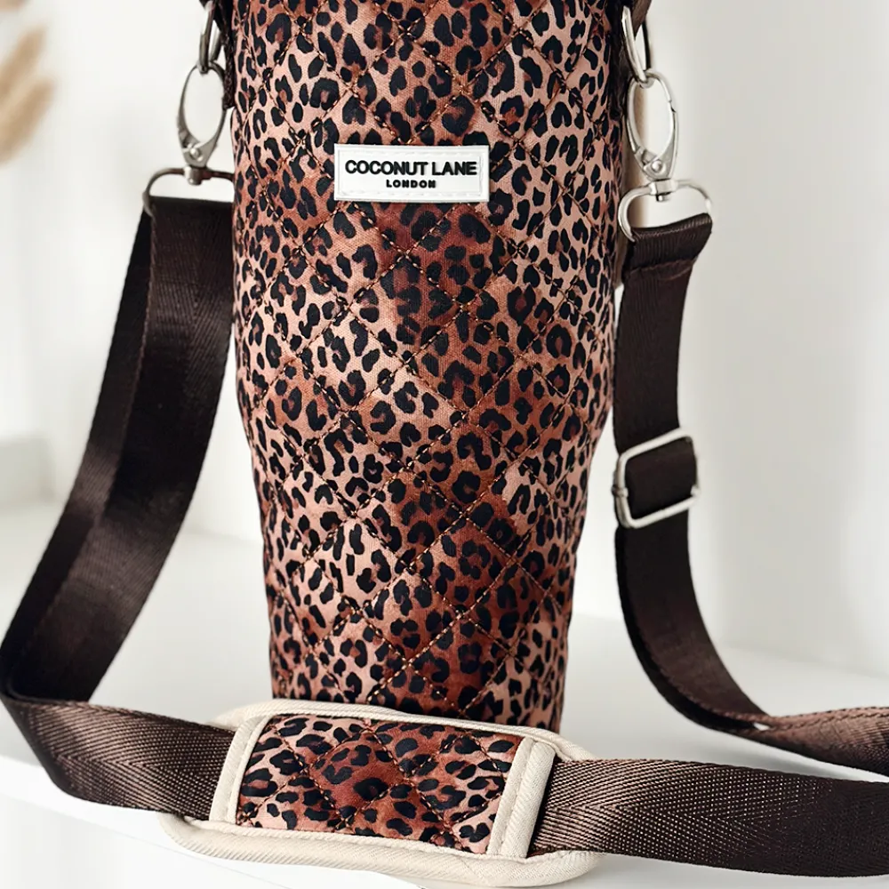 Cocopup Tumbler Carry Cases-Quilted Leopard Pup Tumbler Carry Case by Coconut Lane