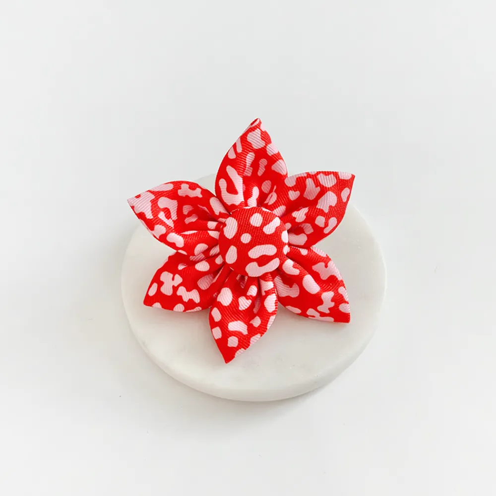 Cocopup Collar Flowers-Red & Pink Leopard Collar Flower