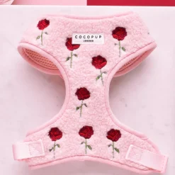 Cocopup Adjustable Neck Harnesses-Roses Embroidered Teddy Adjustable Neck HARNESS