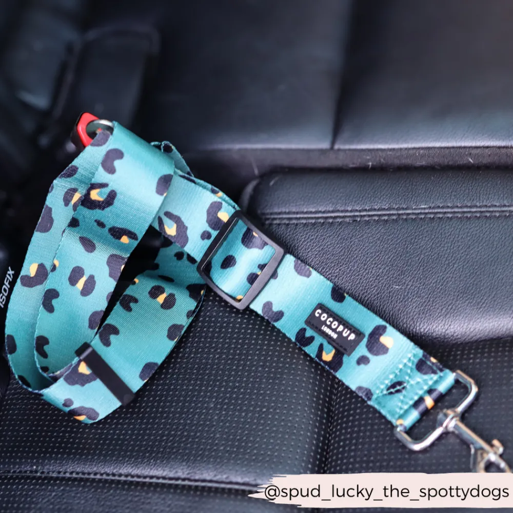 Cocopup Seatbelt Restraints-Seat Belt Restraint - Khaki Leopard