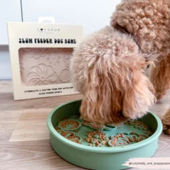 Cocopup Slow Feed Dog Bowls-Silicone Slow Feed Dog Bowl - Sage Flowers