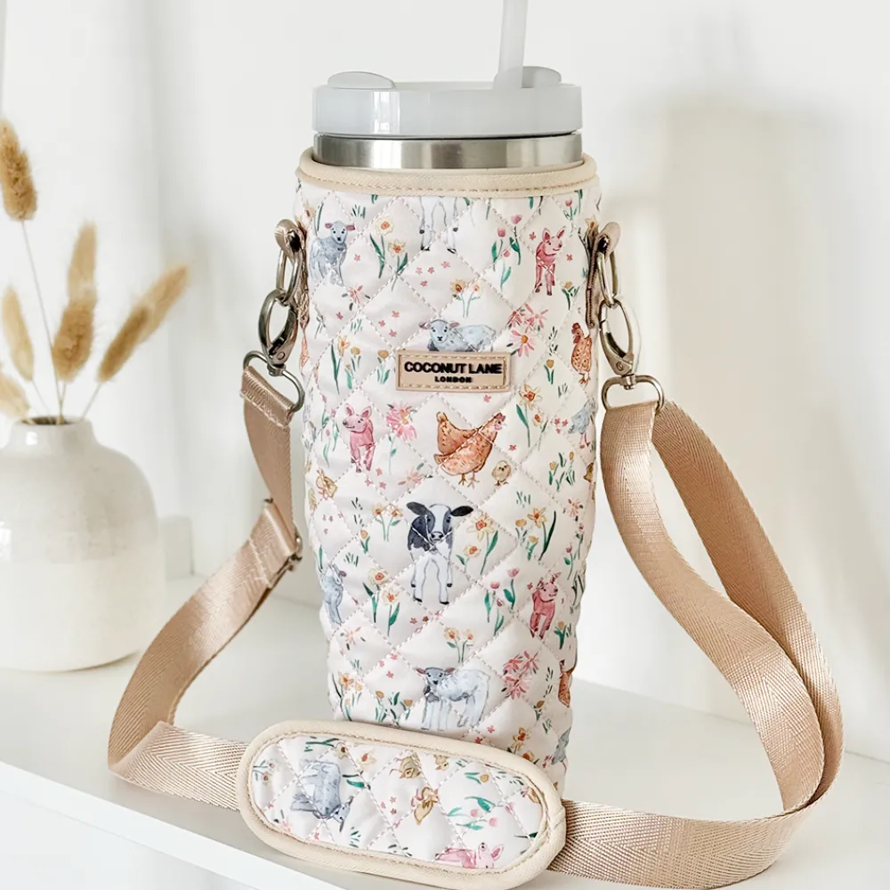 Cocopup Tumbler Carry Cases-Tumbler Carry Case - Quilted Farmyard Friends